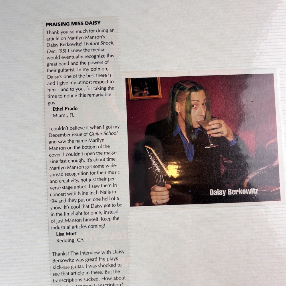 1996 Marilyn Manson Circus Magazine Original Article Daisy Berkowitz Rock - Picture 4 of 5